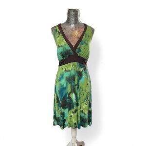 Y2K Fairy Floral Halter Babydoll Sundress Green Flowy Summer Plus Size 1X